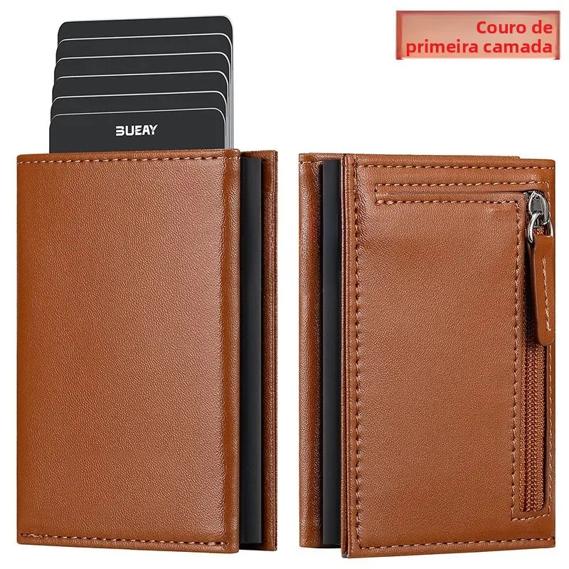 top-layer-cowhide-leather-large-capacity-metal-card-holder-ultra-suede-oil-wax-leather-automatic-up-card-box-for-students