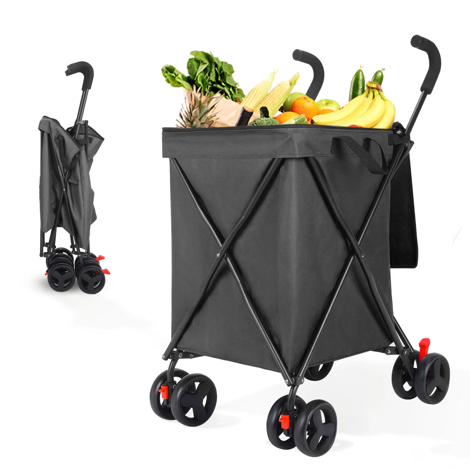 Multifunctional Shopping Cart Pet Cart Home Folding Trolley Camping Handling Portable Small Trailer Help Walking Universal Wheel