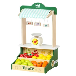 Wooden Role Play Toy Simulated Fruit Store Kids Toys Role Pretend Vegetable Shop Simulation Wooden Toys