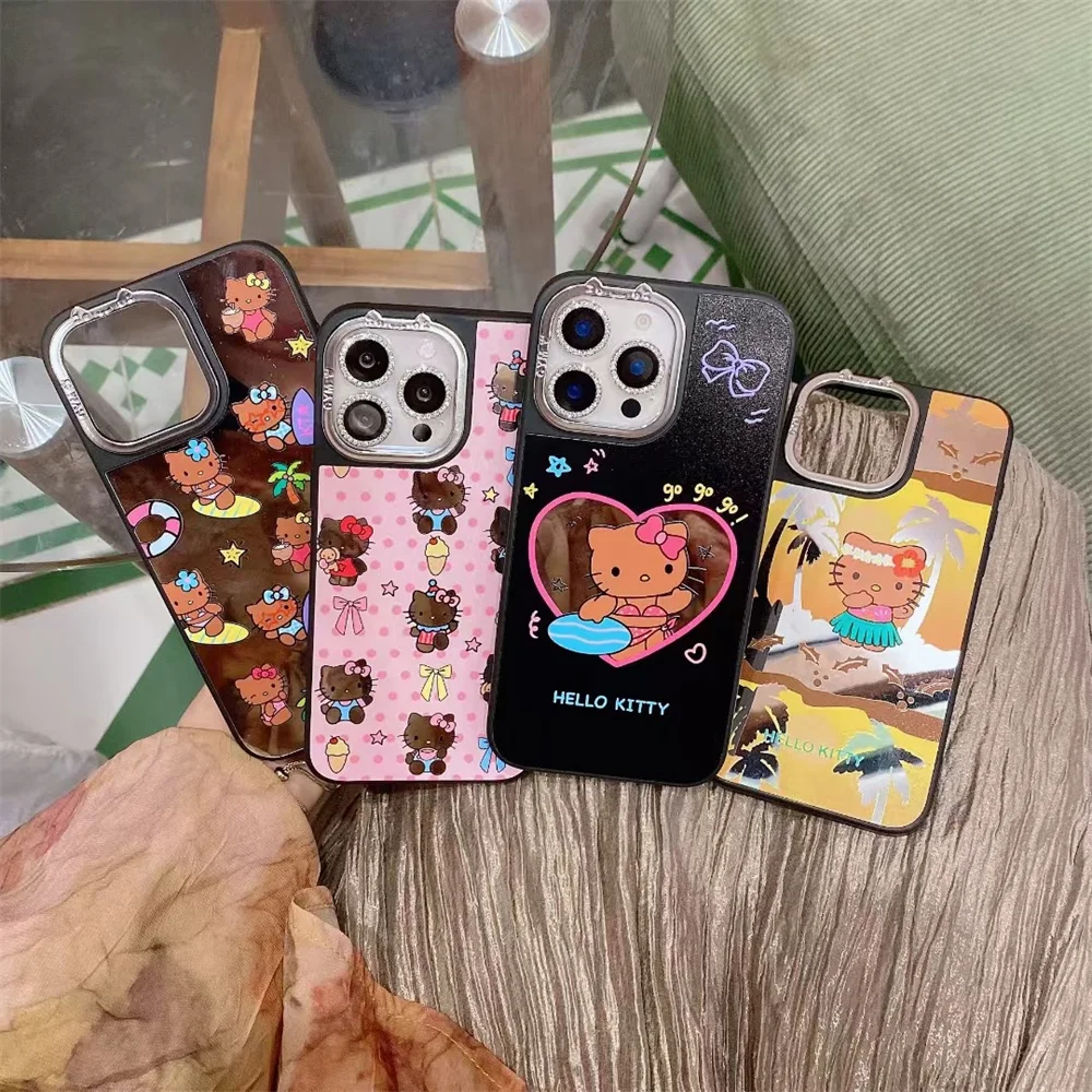 

Korean INS Polka dots Cute HelloKitty Phone Case For iphone 12 13 14 15 16 Pro Max Fundas Lovely Anti-fall Cover Shockproof Case