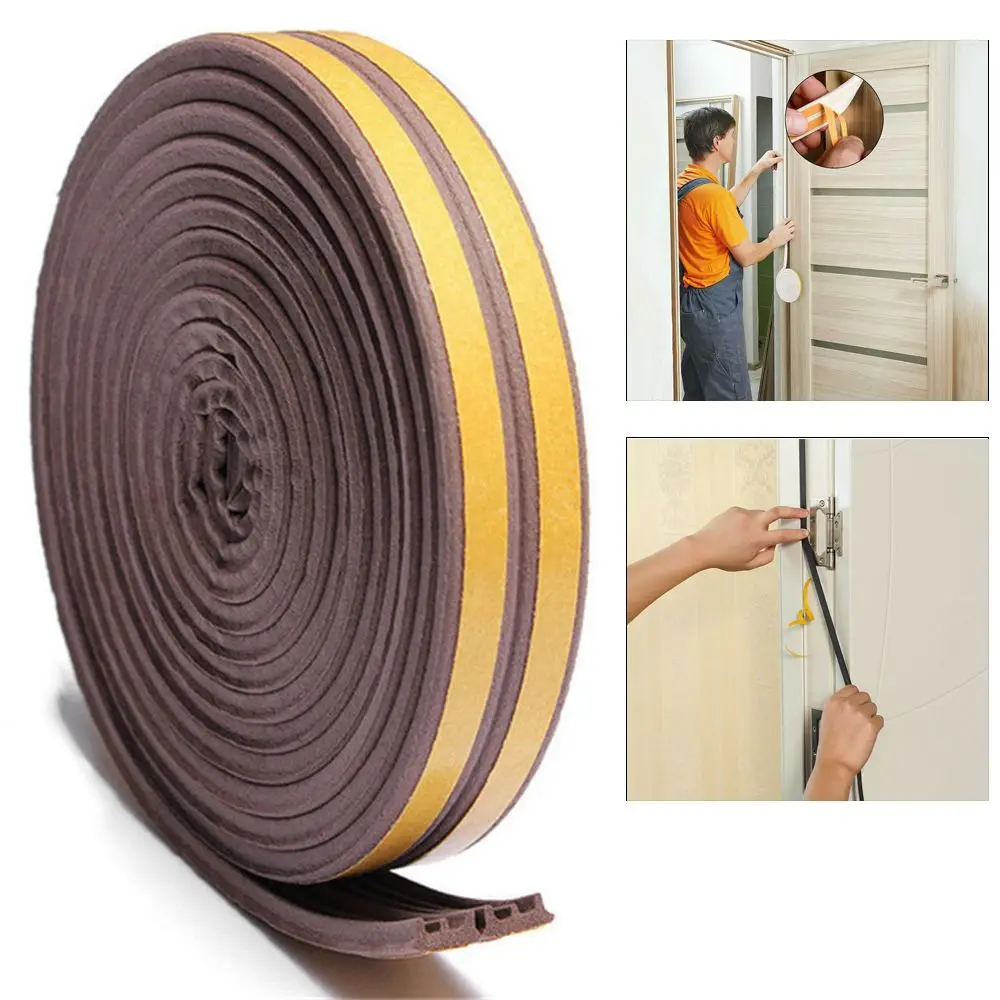 5/10M Soundproof Rubber Weather Strips Draught Excluder Foam Seal Strip Window Door