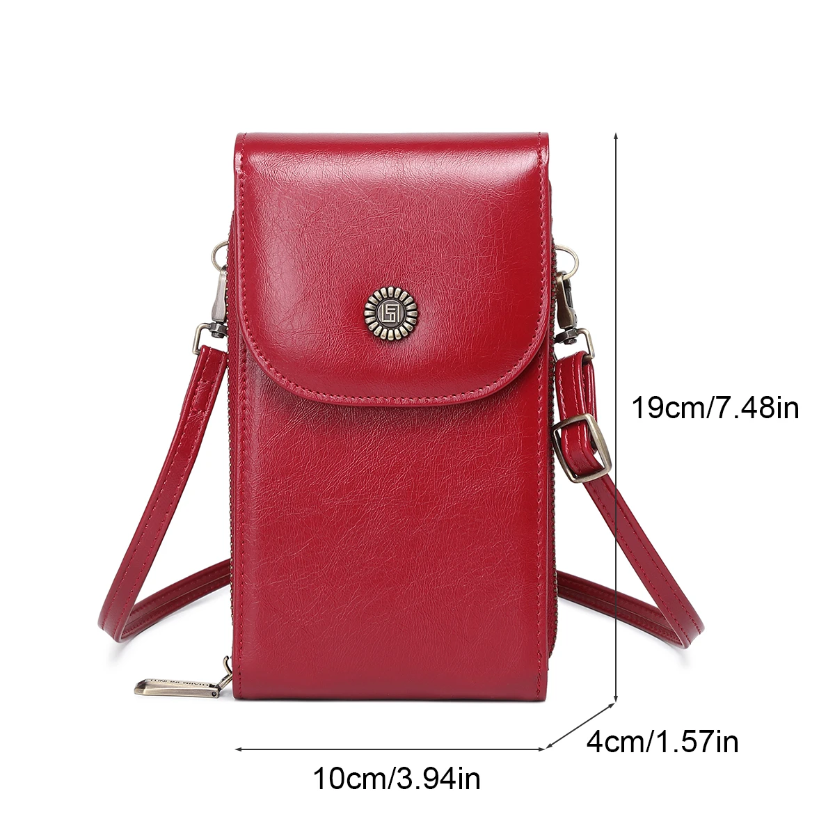 Retro oil wax leather mobile phone bag RFID anti-theft brush vertical shoulder bag Fashion crossbody mobile phone wallet