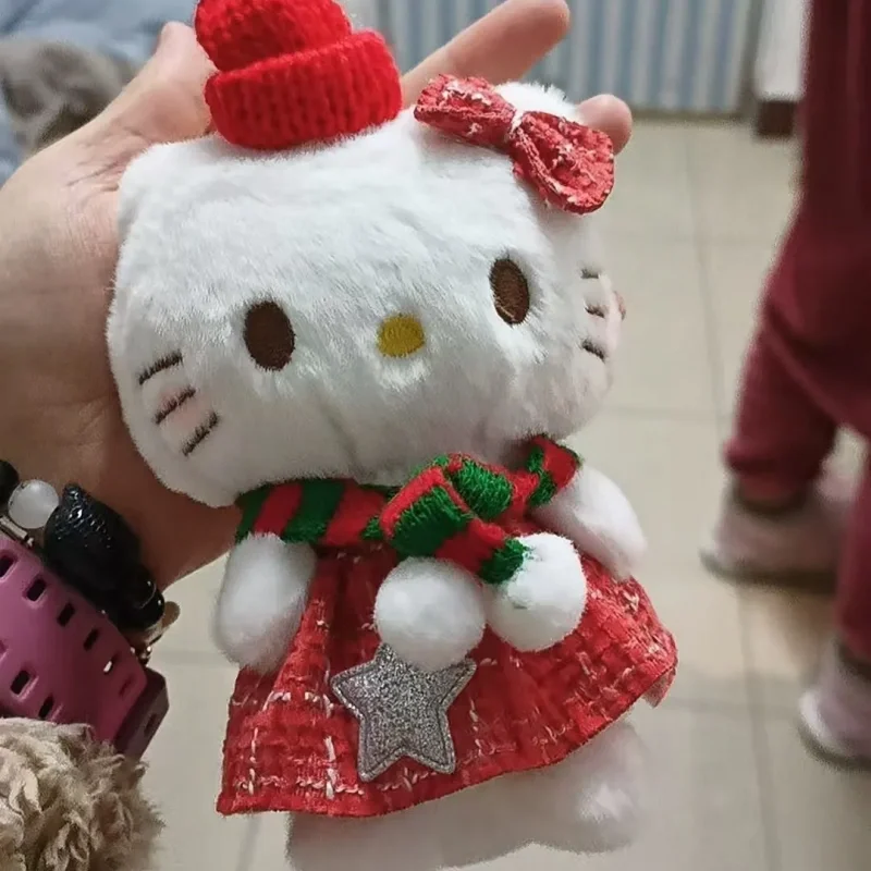 Kawaii Sanrio Hello Kitty Plush Toy Cute Christmas Series Anime Cartoon Backpack Pendant Girl Christmas Day Birthday Gift