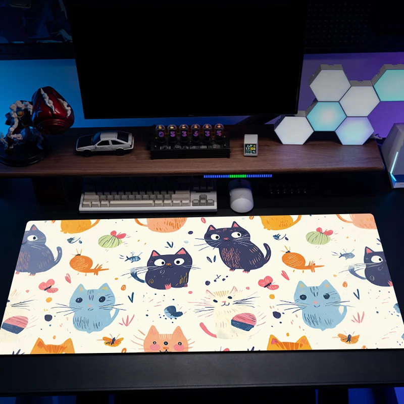 Diy gato oversized luxo gaming mousepad jogos de computador teclado mecânico borracha antiderrapante mesa-pad esports jogadores preferidos