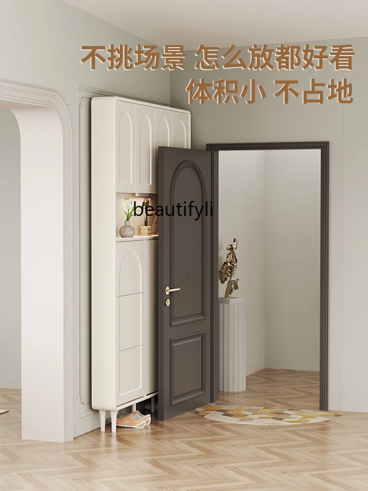 Shoe Cabinet Home Doorway Ultra-Thin Nordic  Tilting High Vertical Hall Cabinet Small Apartment Space-Saving Storage Cabinet