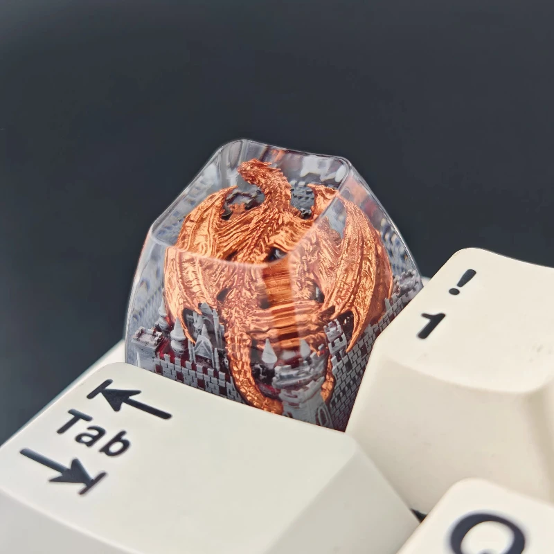 Western Dragon Anime Keycaps Castle Epoxy Resin Keycap DIY Custom Keycaps for Mechanical Keyboard Caps Key Caps PC Gamer Gifts
