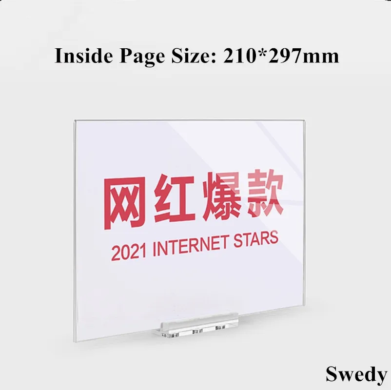 A4 210X297MM Double Side Magnetic Acrylic Sign Holder Display Stand Magnets Advertising Boards Poster Frame