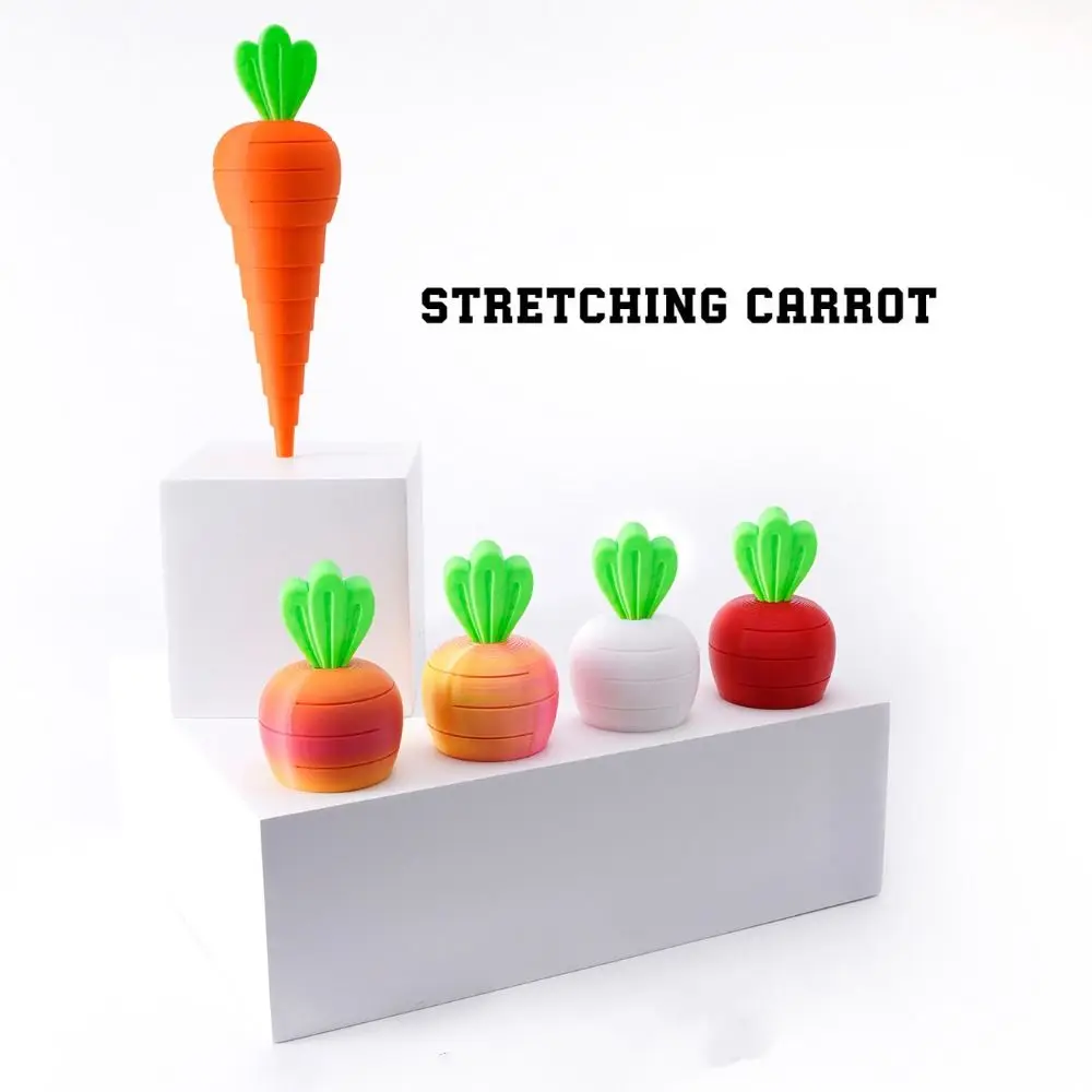 

Creative PLA 3D Printed Carrot Model Colorful Telescoping Scalable Unzip Toys Funny Toys Desktop Decorations