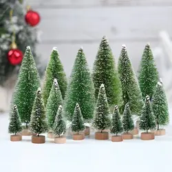 Mini Sapin de Noël Artificiel en Bois, Bleu, Vert, Blanc, Or, Tour, Petit Sisal, Ornement de Grande Taille, Décor