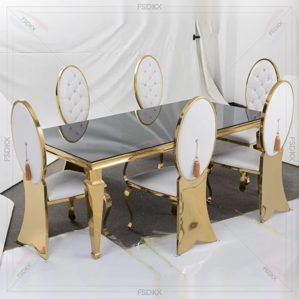 Hot Sale Luxury Gold Back Round Throne Stainless Steel Hotel Party Event Dining Banquet Wedding Chairs