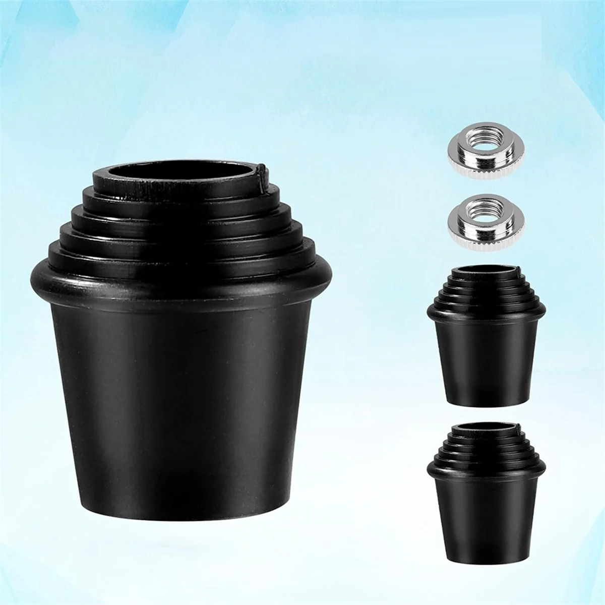 A56XQ 2 Packs Bass Drum Spur Feet, Bass Drum Legs Threaded Rubber Foot with Lock Nuts for Bass Drum