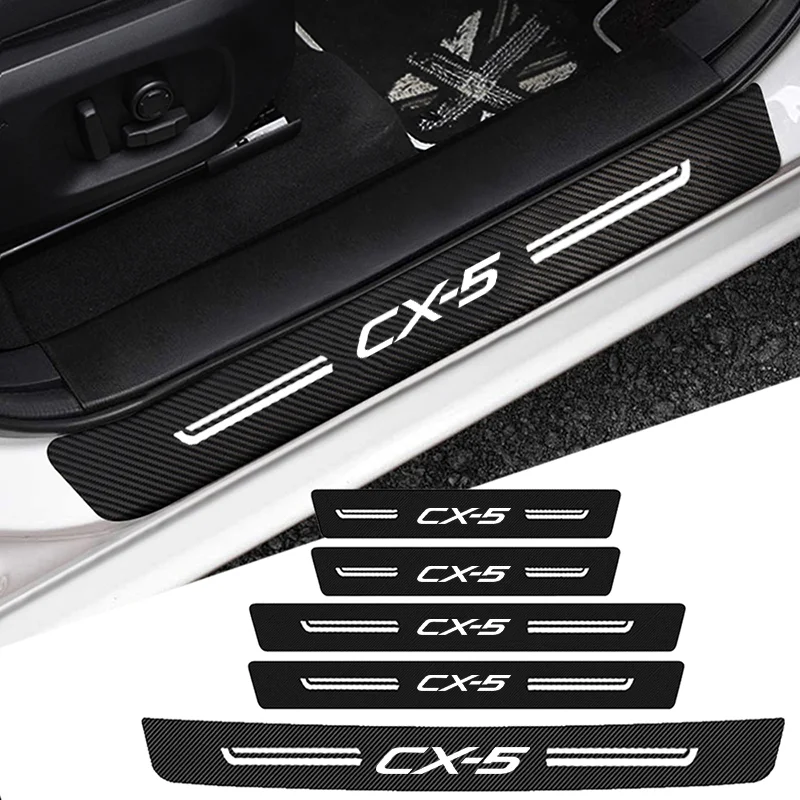 Car Door Threshold Protector Stickers For Mazda CX5 Logo CX-5 CX4 CX7 CX8 CX9 CX30 CX60 M3 Pedal Guards Trunk Sill Scuff Plate