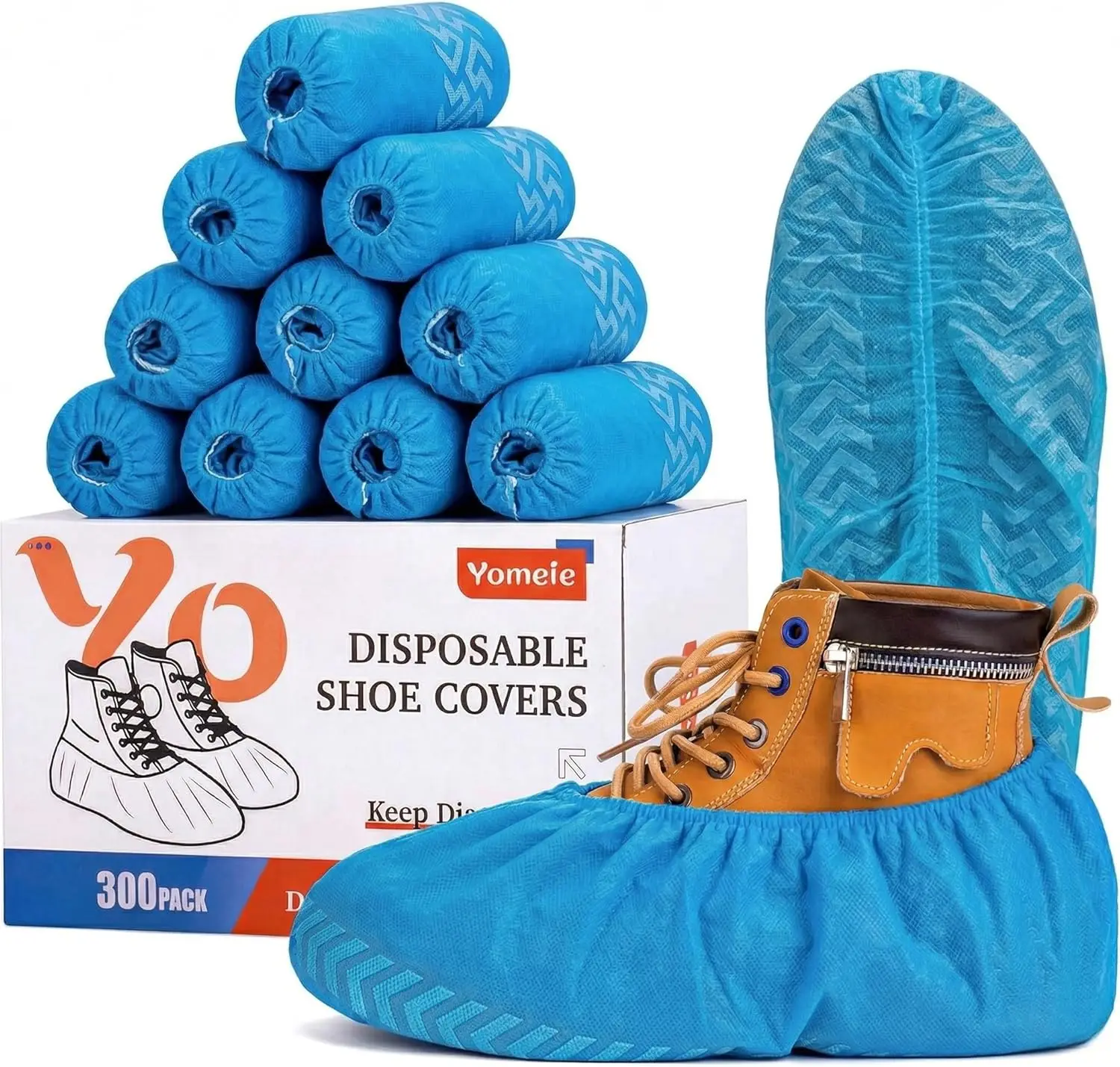 

Disposable Shoe Covers 300-Pack Blue Non-Woven Fabric, Fits Men's Size 13, Slip-Resistant for Indoor Floor Protection