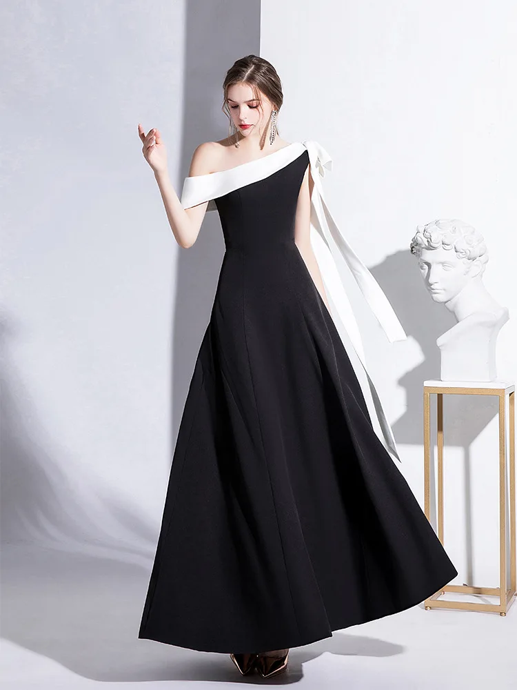 

Grace Fashion Daily Dress One Shoulder Celebrity Temperament Party Dress Bridesmaid Wedding Evening Dress Host Graduation Dress