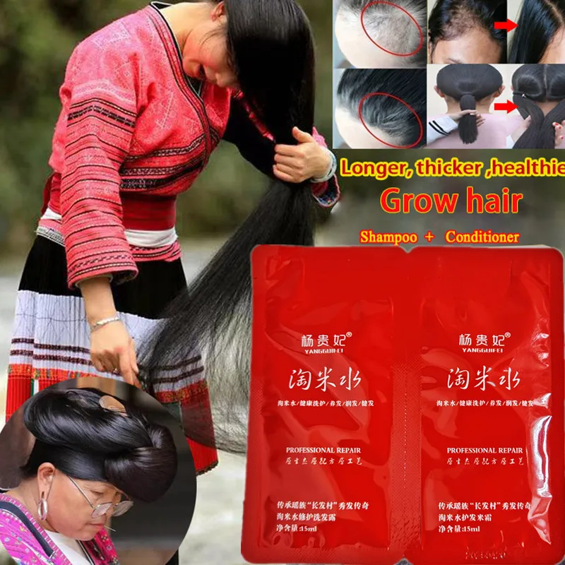 

Rice Hair Growth Shampoo Anti Hair Loss Treatment Serum Longer Thicker Hair Care Hair Conditioner Travel Suit Smooth Shampoo