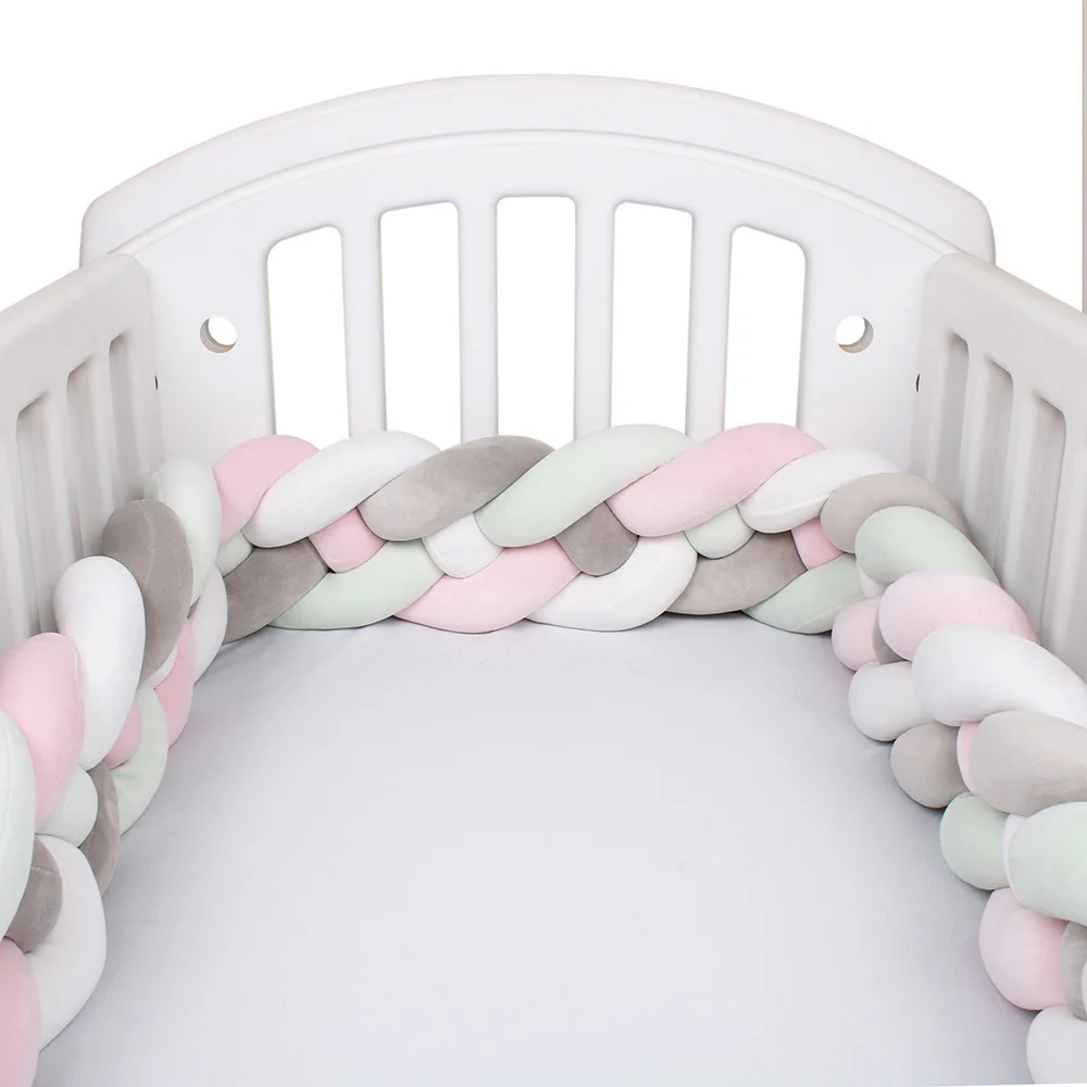 

3M 4 knotted Cot bumper baby bed braid Crib protector Cradle bed linen for baby bed Baby room deco Portable crib