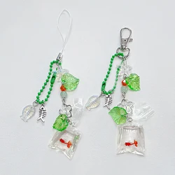fish bag keychain phone charm handmade y2k green keychain 1pcs