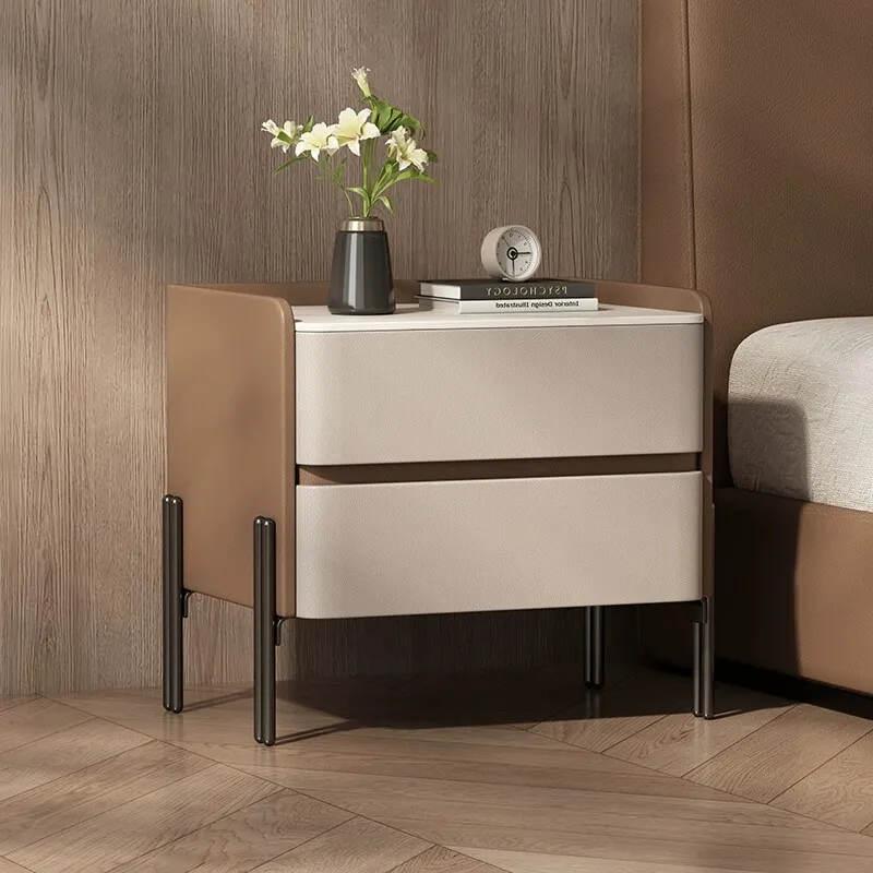 

Classic Luxury Beige Bedside Table Wood Storage Minimalist Bookshelf Bedside Table Living Room Mesita Noche Bedroom Stuff