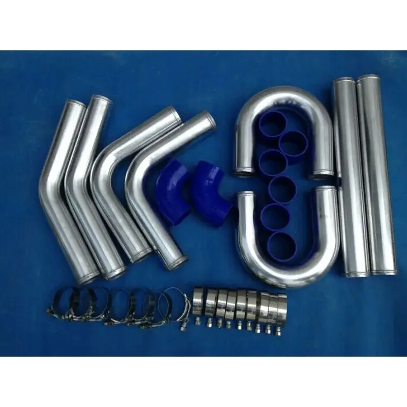 

For 2.25" 57MM Aluminum Universal Intercooler Turbo Piping blue hose 12pcs T-Clamp kits New Performance