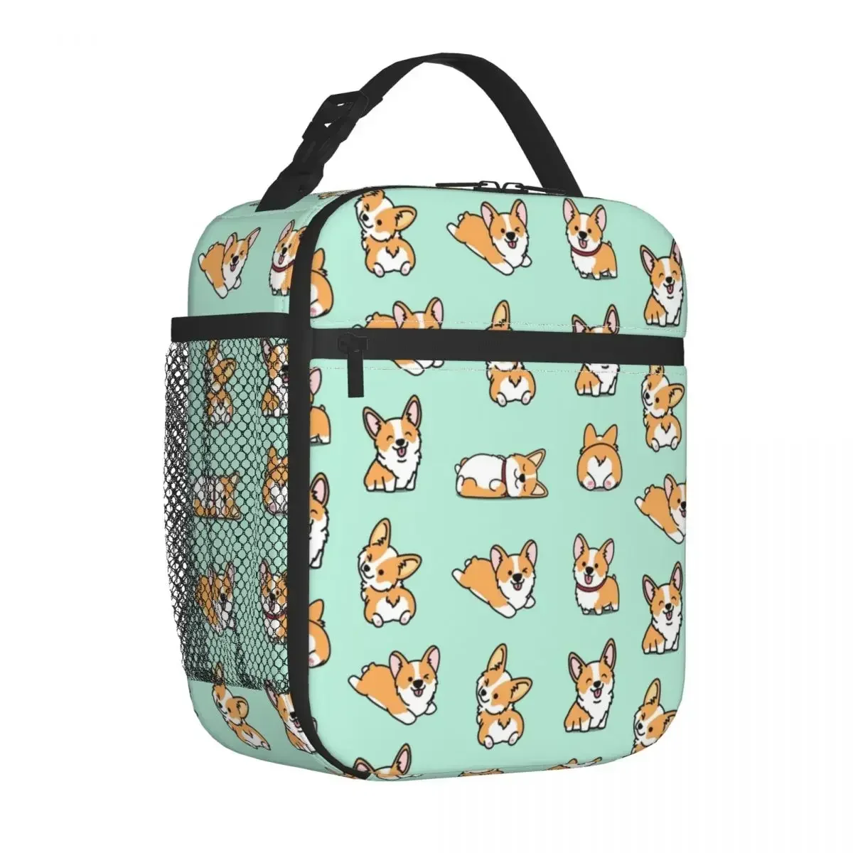 Kawaii Corgi Insulated Lunch Bag Thermal Meal Container Dog Leakproof Tote Lunch Box Bento Pouch Work Travel