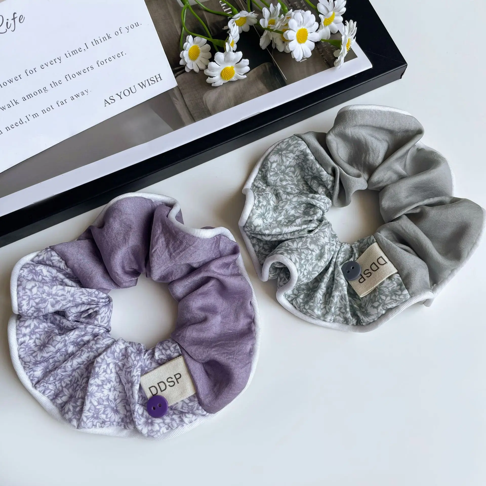 1 Stück Haargummis für Damen, koreanischer Cottagecore-Stil, Blumenmuster, Kontrastfarbe, Haargummis, süß, Kawaii, sanfter Haarschmuck, Mädchen