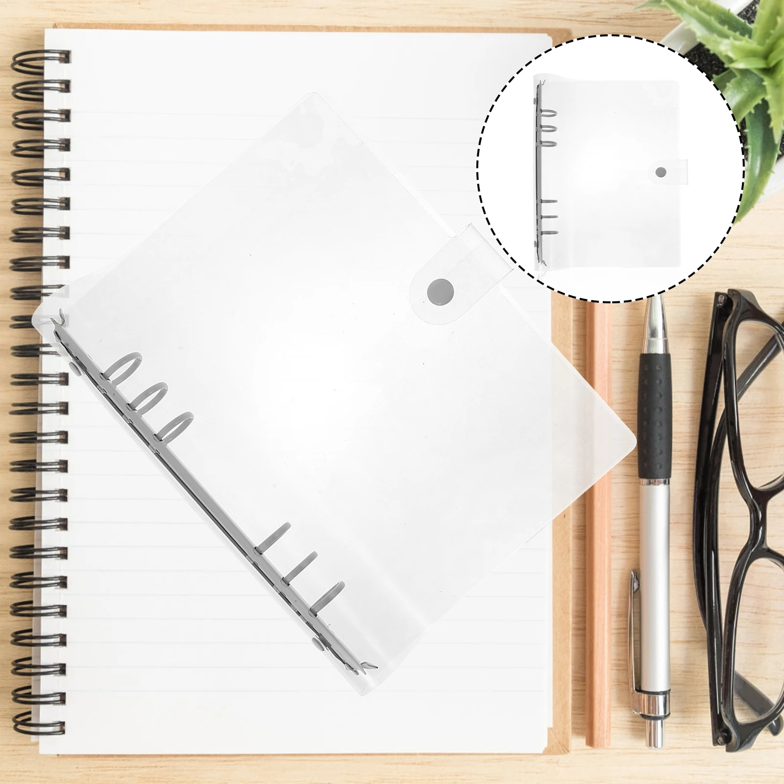 

Loose Leaf Ring Notebook Circle Transparent Cover Flexible Book Rings Students Stationery Organizer Mini Binder Set Round