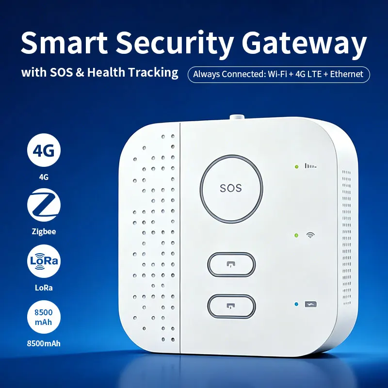 Centro de Seguridad Inteligente para el Hogar 4G LTE con Botón de Emergencia SOS y Centro de Atención Telefónica VoIP Bidireccional