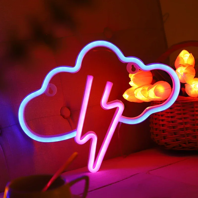 

LED Neon Lights Thunderstorms Clouds Lightning Shaped Night Light Bedroom Decoration