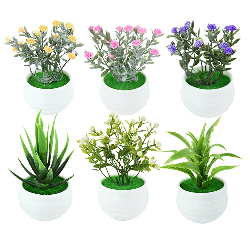 Künstlicher Aloe-Bonsai Mini Simulierter Baum im Topf Gefälschte Gladiolen und Schleierkraut Blumen Büro Zuhause Tischdekoration Topfpflanzen Ornament