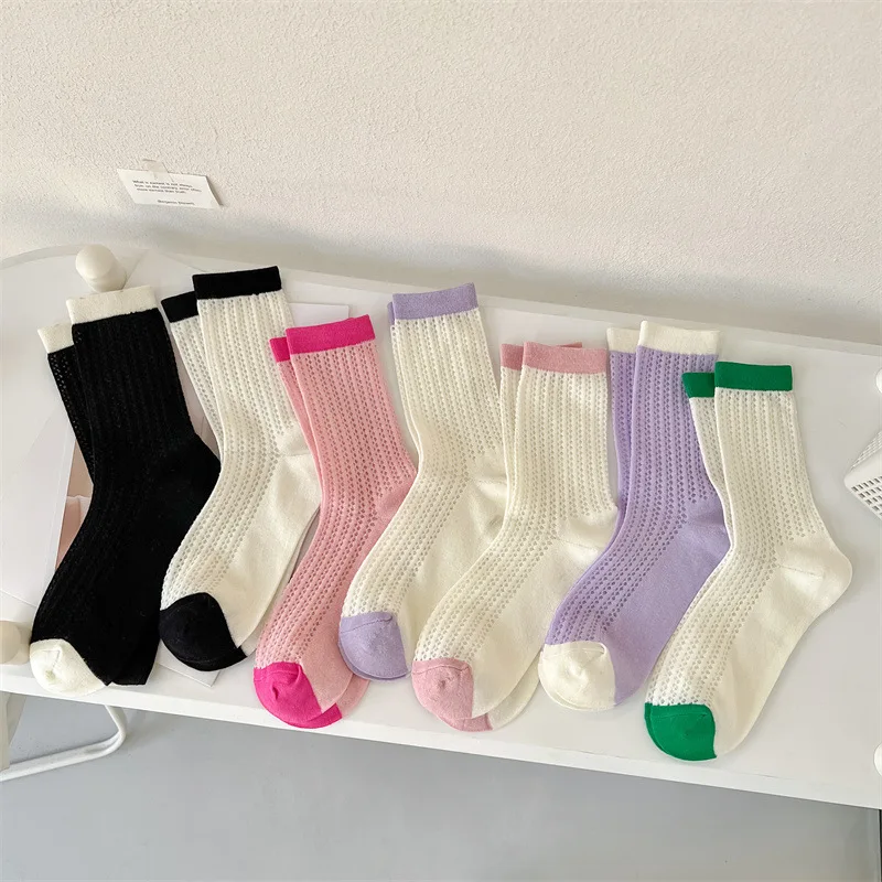 

new Free shipping new young girl fashionc socks Teenagers summer spring solid sock 5pair cotton students candy thin