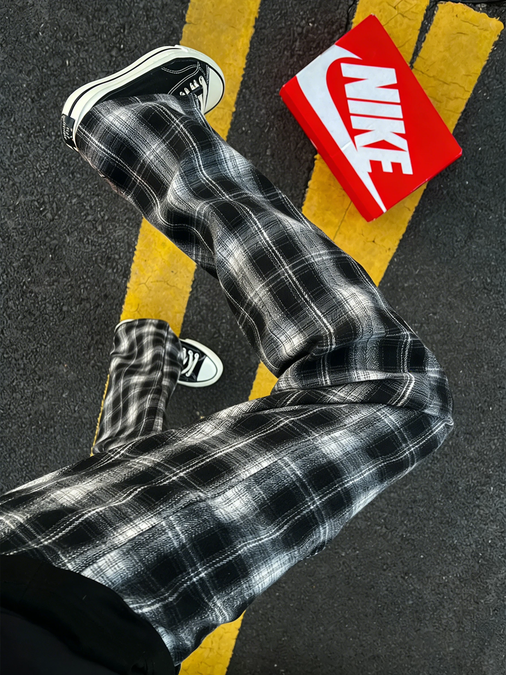 

Мужские зимние спортивные брюки Bla American Retro Fce в клетку с подкладкой, прямого кроя, свободные, повседневные