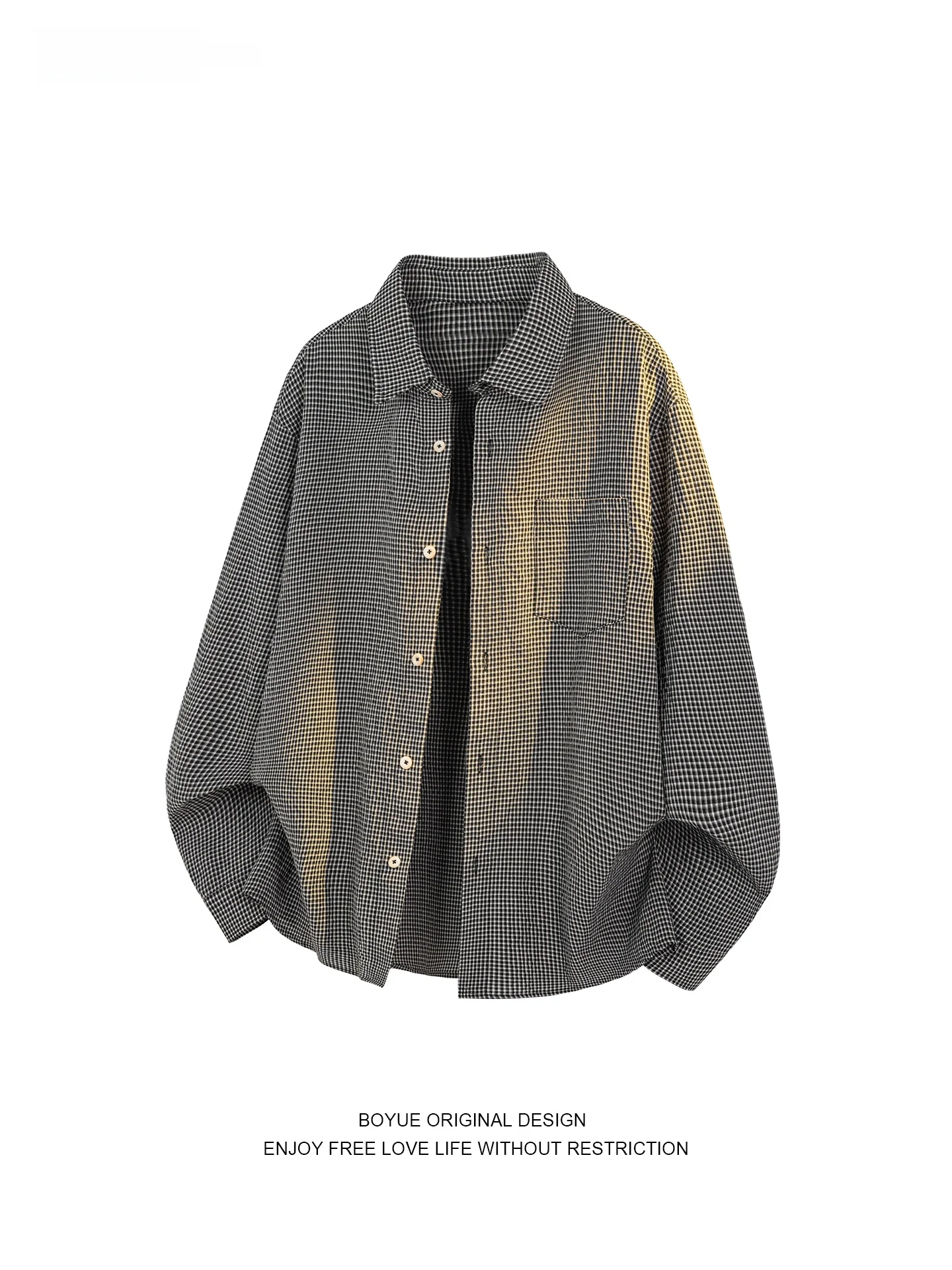 

Boyue Long Sve irt Casual Thin Sle for Men And Women Versatile Loose Fit Polyester Cotton Blend Spring Autumn Wear