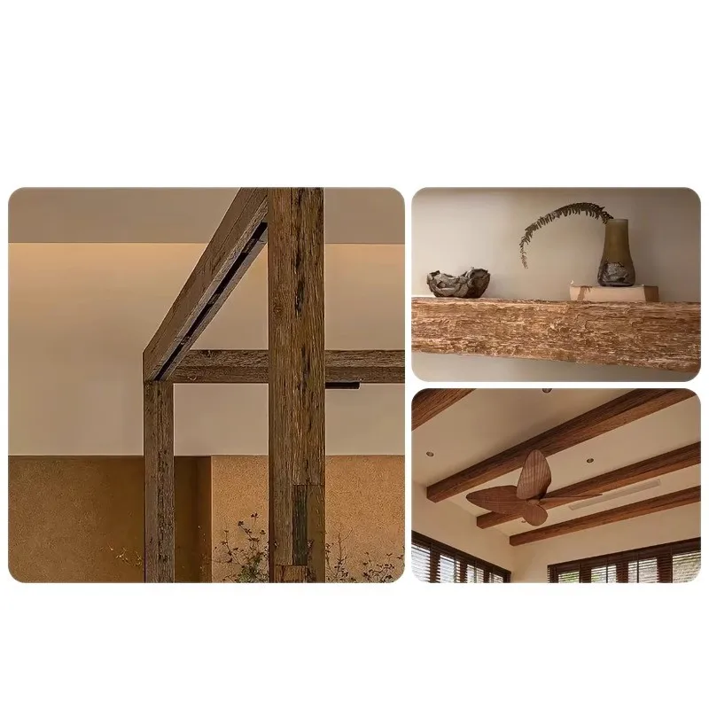 Imitation wood grain veneer ceiling column, decorative wooden strip hollow wooden beam