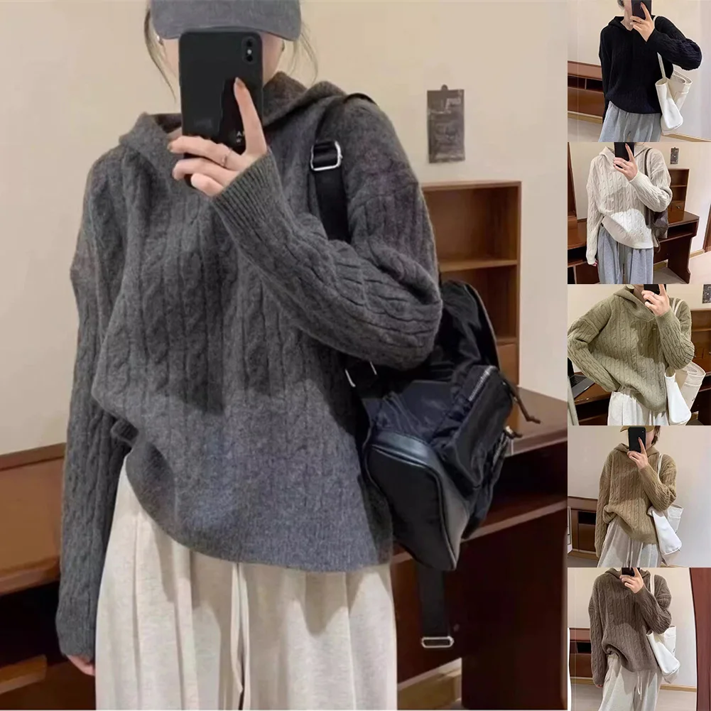 For Daily For Vacation Loose Knitted Shirt Casual Long Sleeves Long Sleeve Casual Wear Casual Coffee Black Color