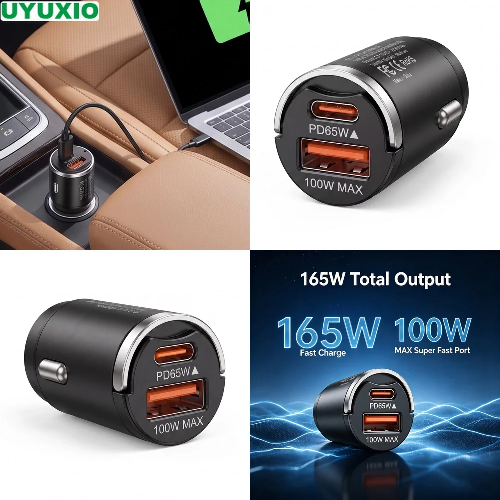 carregador-de-carro-de-carga-rapida-165w-pd-65w-tipo-c-e-100w-usb-a-design-de-encaixe-em-liga-de-zinco-para-viagens-e-uso-diario