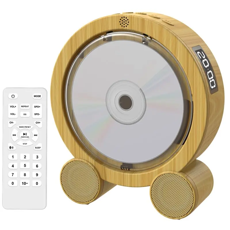 [LXYA68Z!] Wood Retro CD Player MP3 Music Disc Album Player Portable Home FM Radio Disc Recording Functionality