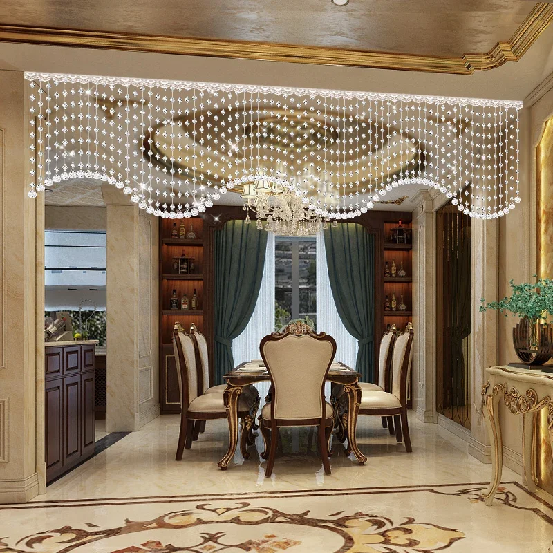 

Crystal curtain, living room aisle bead curtain, partition curtain, wave decorative beads, household entrance, no punching door