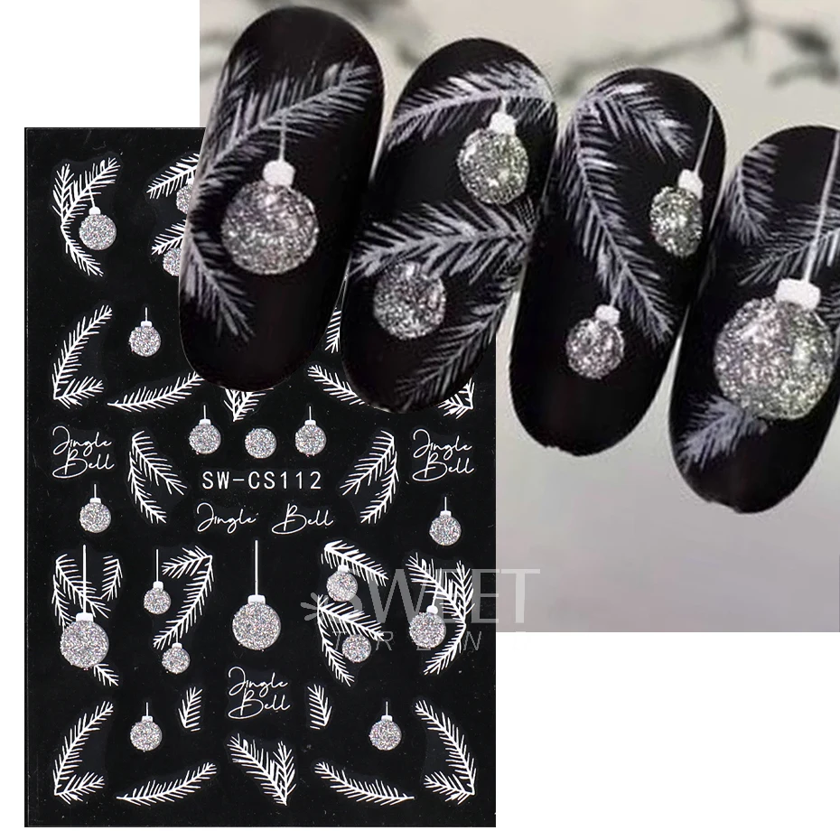 Nieuwe Kerstserie Nagellak Stickers Sprankelende Glitter Nail Art Decoraties Kerstboom Hart Ontwerpen Sneeuwvlokken Manicure Tips