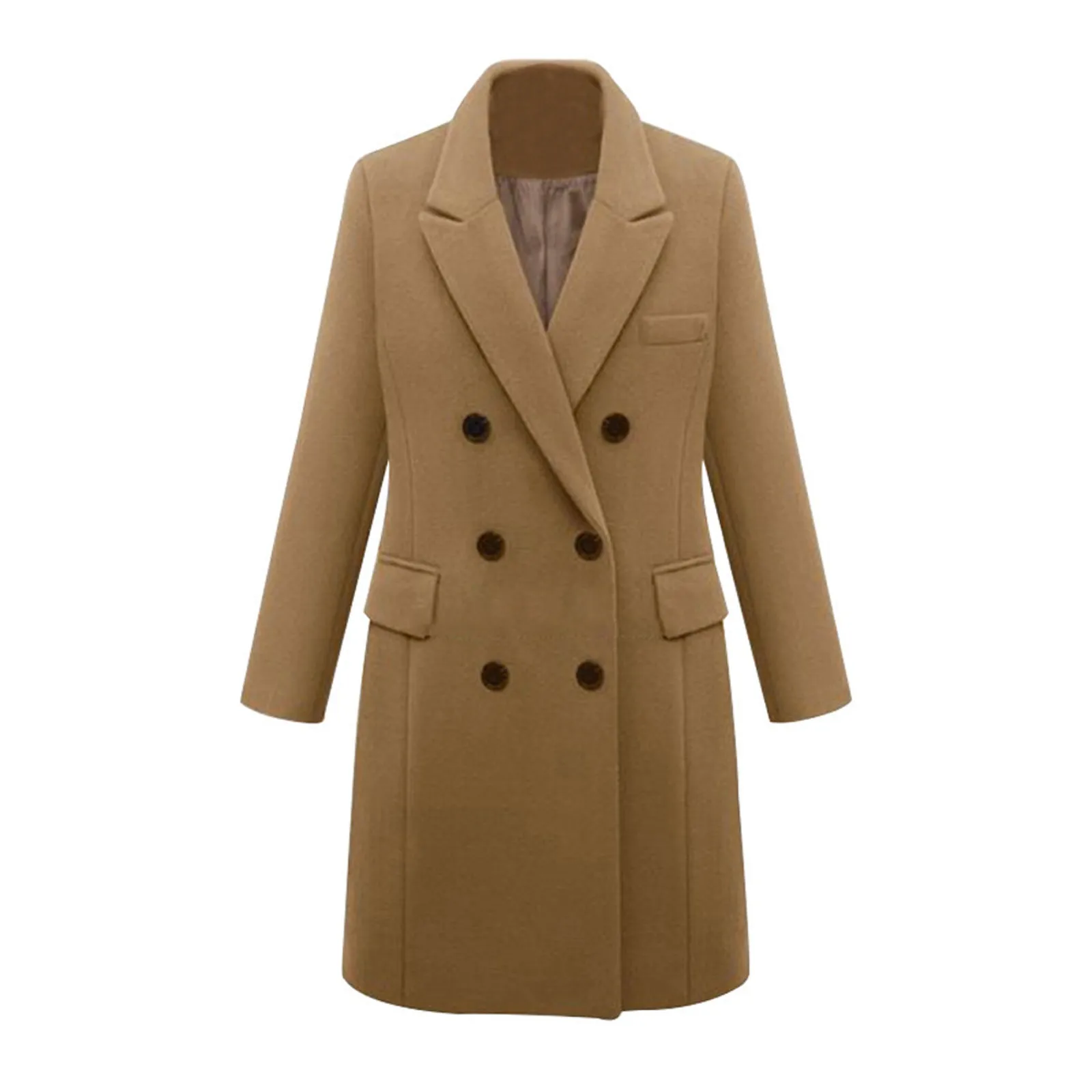 Streetwear elegante cappotto di lana donna soprabito abbigliamento da ufficio colletto rovesciato inverno addensare caldo giacche di media lunghezza