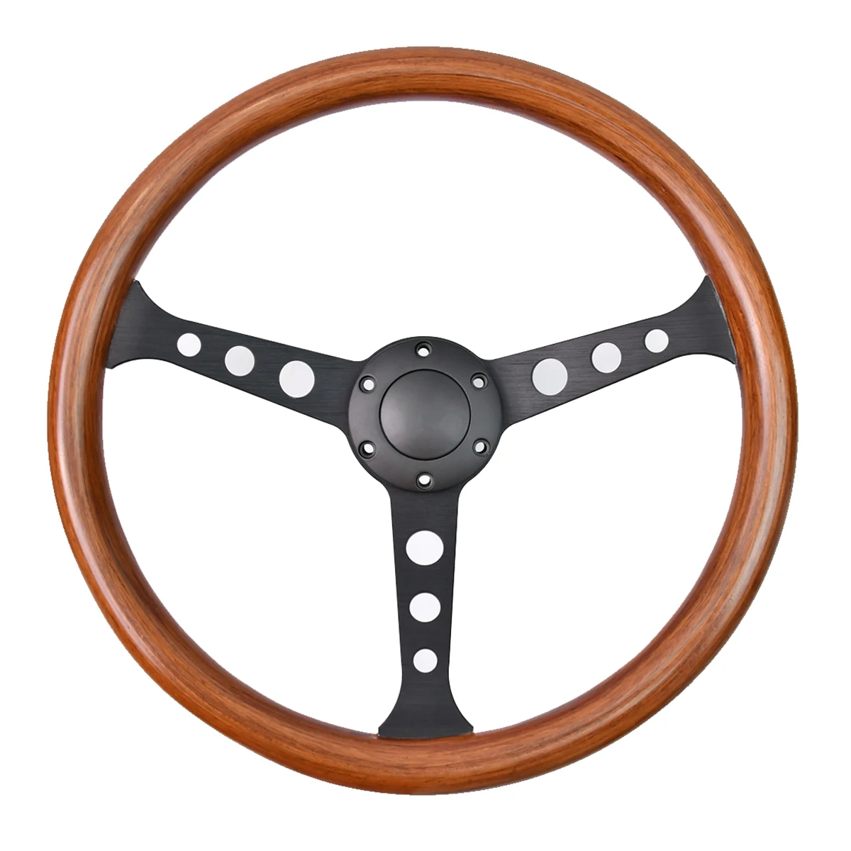 

TIYPEOR 15 inch wooden steering wheel 60mm deep vintage sports steering wheel