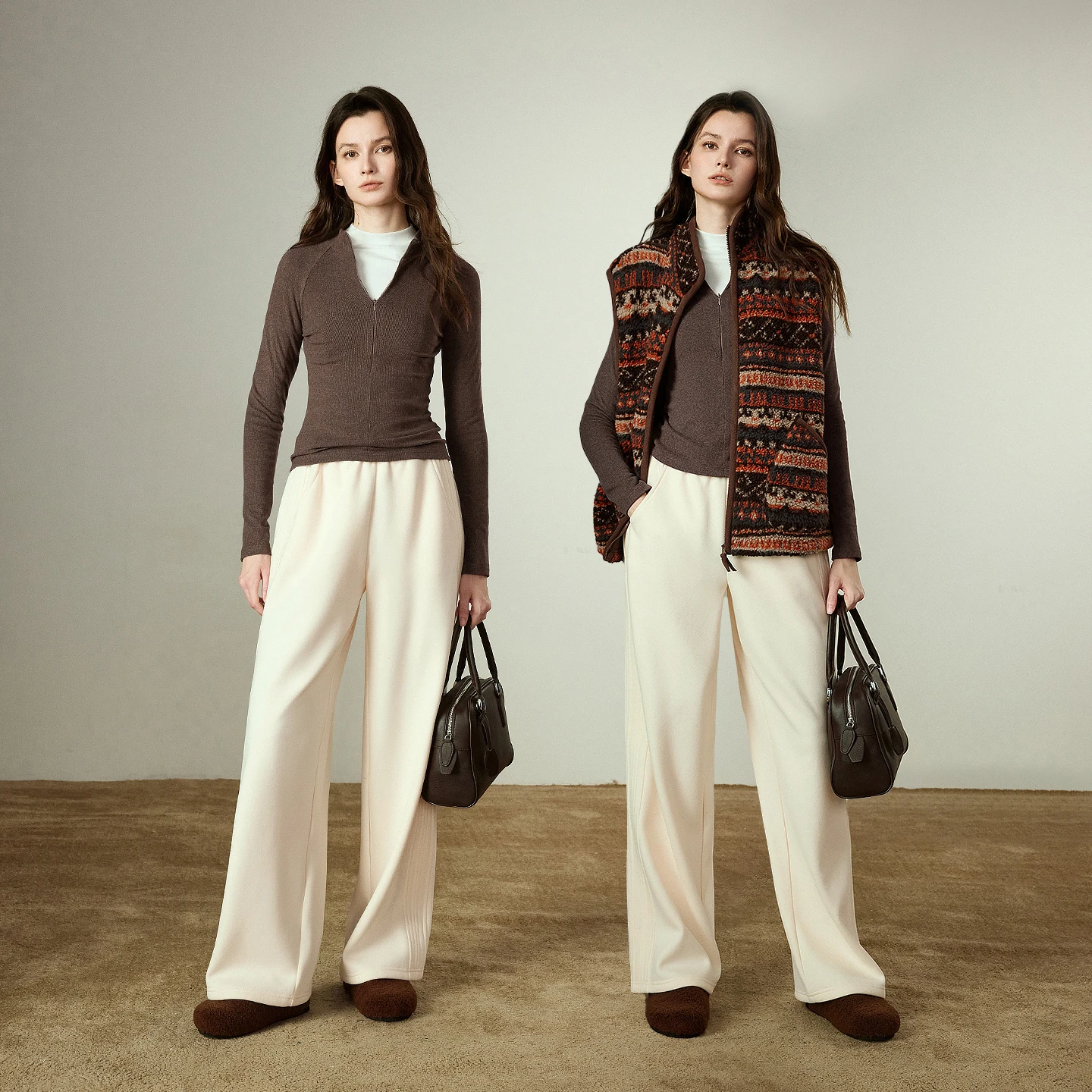 TOYOUTH Women Wide Leg Pants 2025 Winter New Lined and Warm Elastic Waist at Side Seam Light Sporty Casual Long Pants