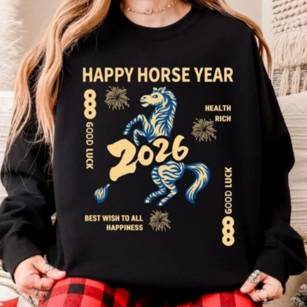 

Hinese New Year 2026 Sweatshirt Year of The Horse Sweatshirt New Year Matching Sweater Chinese Zodiac Hoodies Gift Sweatshirts