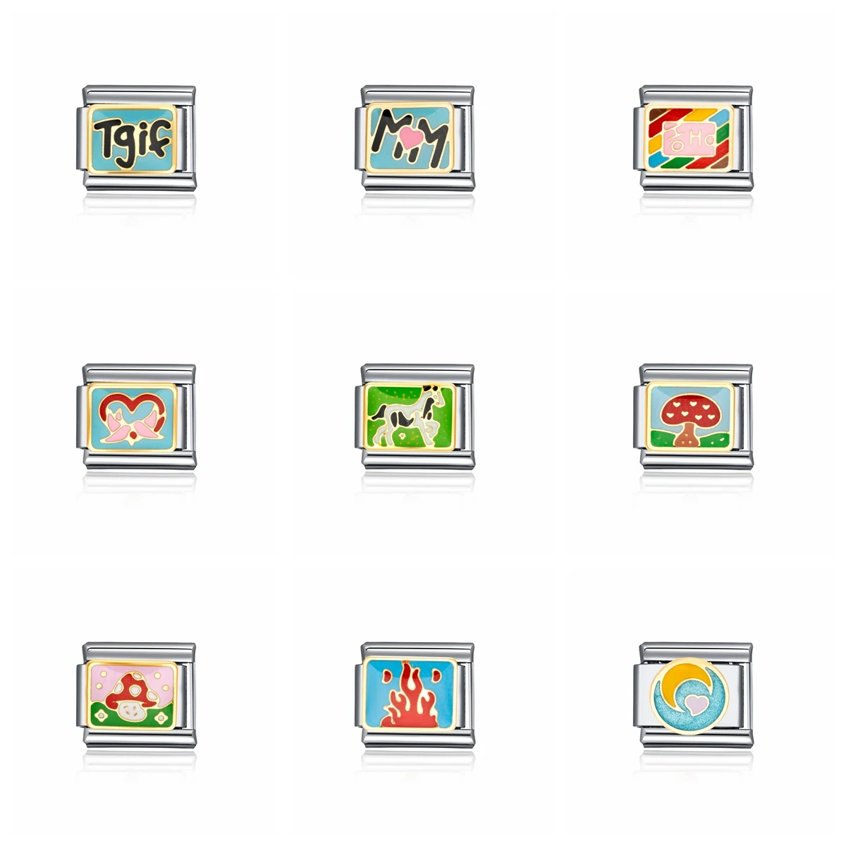 DAVINI, 1 шт., 26 стилей, 9 мм, стандартный классический модульный Шарм-браслет, браслет ручной работы, ювелирные изделия своими руками