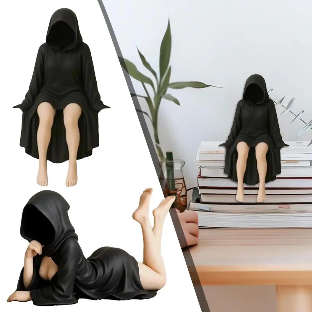 神秘的な女性の彫刻デスクトップ飾りハロウィン装飾デスクトップ飾り黒ホローブデスクトップホームルームの装飾