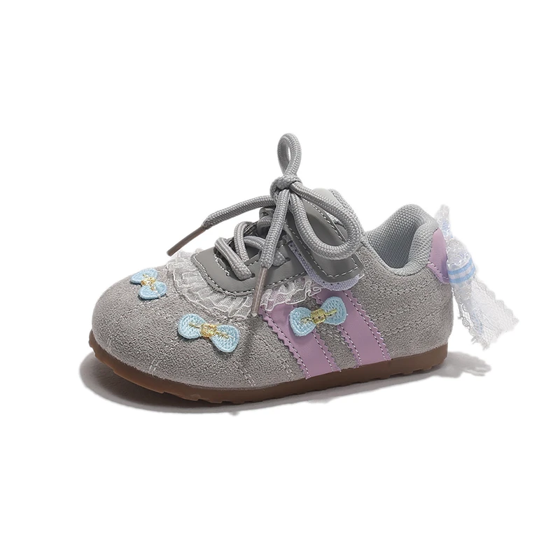 Kids Sweet Casual Shoes, Toddler Boy Girl Butterfly Embroidered Sneakers with Lace Ruffle, Soft Sole Comfortable Walking Shoes