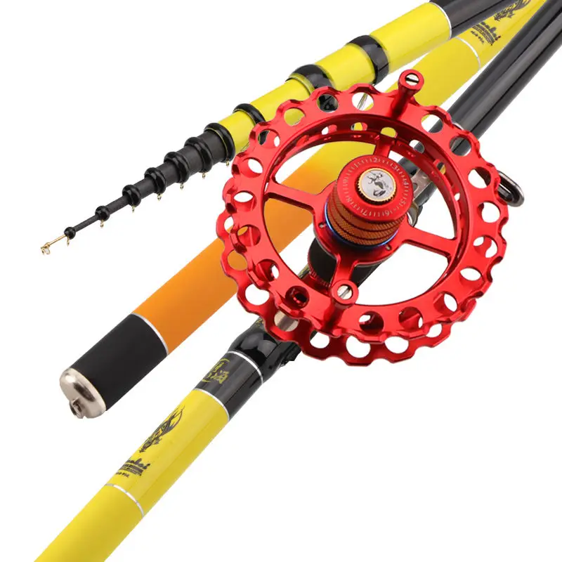 

4.5m-9m Hollow Rod Positioning Fishing Rod Reel Set 28 Tune Power Short Portable Stream Rod Hand Canne Pole Metal Wheel Set Olta