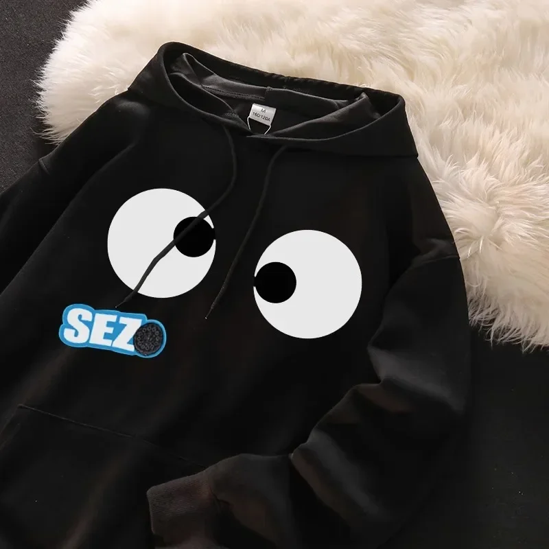 

Y2k Women's Funny Eyes Printing Hoodie Men's Sweatshirt Long Sleeve Womens Pullovers Kawaii Tops Unise Clothing Korean 후드티