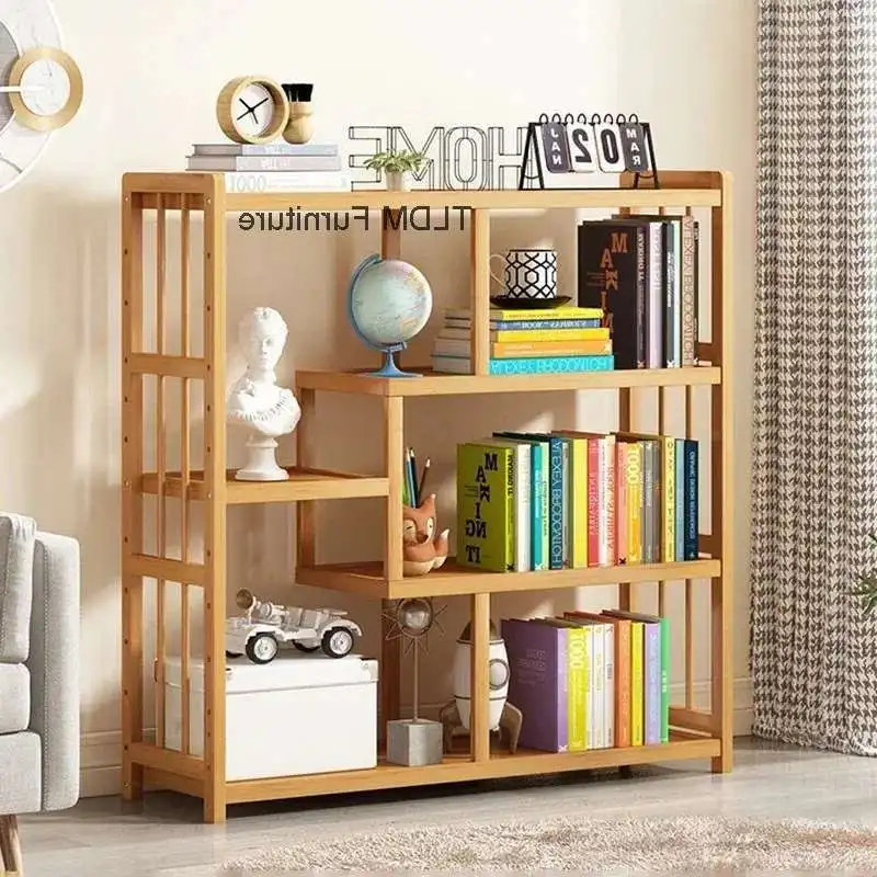 

Bamboo Simple Bookcases Multi-layer Storage Bookshelf Modern Living Room Furniture Home Book Organizer Rack Desk Display Stand Y