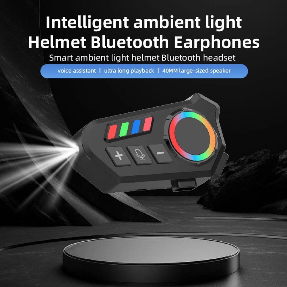 K06 Motorcycle Helmet Headset Bluetooth 5.4 Headphones Wireless Motor Earphones Handsfree Stereo Music Player with ambient Light