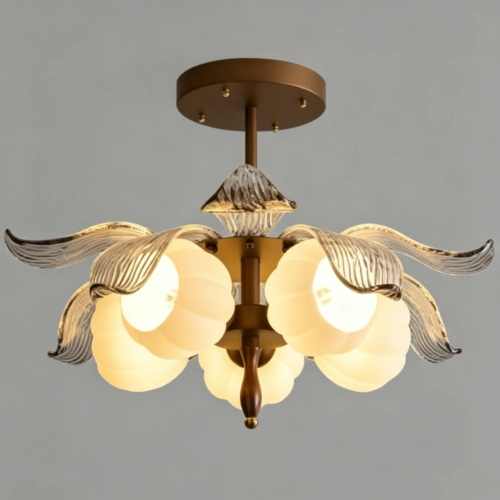 French Classical Solid Wood Art Pendant Lights Living Room Decor Led Chandeliers Bedroom Hanging Lamps Dining Table Illumination